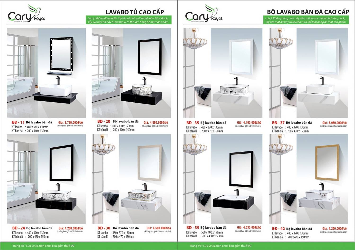 Thiết bị vệ sinh CARY ROYAL Catalogue và Bảng giá mới nhất 2024 - 2025 /Page 30